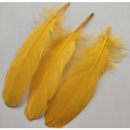 Hot 20pcs Beautiful Golden Yellow Hard Goose Feathers 15-20cm/6-8inch Christmas Decoration Clothing Shoes Hat Accessories