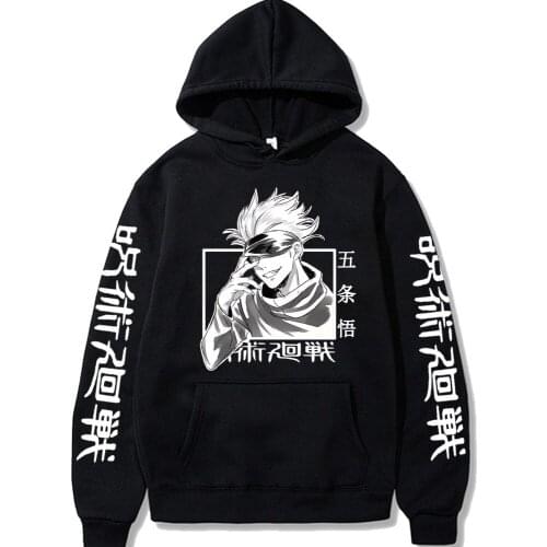 Jujutsu Kaisen Satoru Gojo Print Hoodies Warm Fleece Sweatshirts Boys Girls Loose Oversize Clothing Cartoons Casual Tracksuit