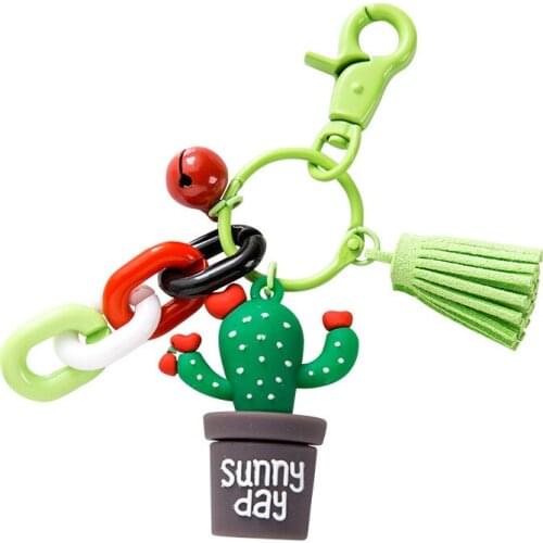 Kawaii Korean Creative Cartoon Plant Succulent Cactus Keychain Metal Exquisite Car Key Ring Ring Fashion Bag Pendant Friend Gift