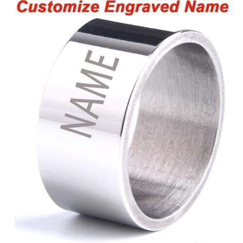 Custom Engraved Name rings for men laser letter rings Smooth surface 316L Stainless Steel women ring jewelry wholesale lots