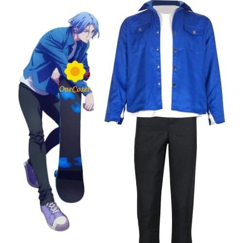 Anime SK8 the Infinity Langa Hasegawa Cosplay Costume Blue Wig T-shirt Jacket Pants Skateboard Halloween Party Outfits Suit