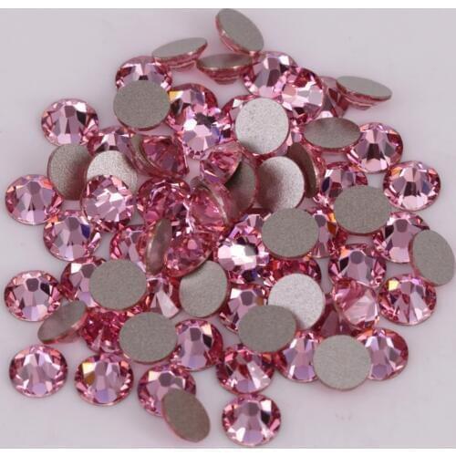 Good Quality ss3-ss34 Light Rose Flat Back Nail Art Crystal Stones / Glue On Non Hotfix Rhinestones