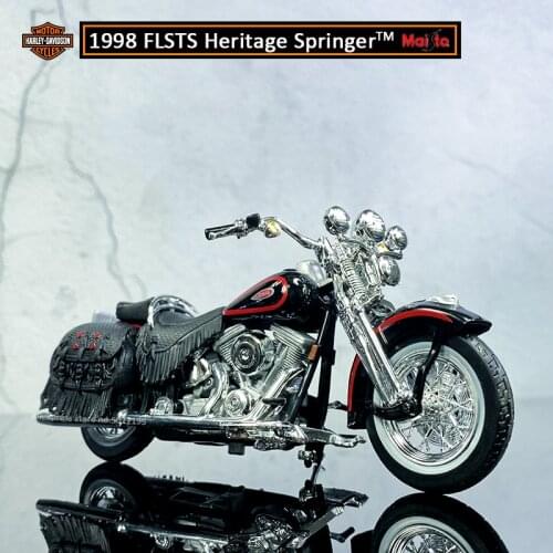 Maisto 1:18 HARLEY-DAVIDSON 1998 FLSTS Heritage Alloy Diecast Motorcycle Model Workable Toy For Children Gifts boy Collection