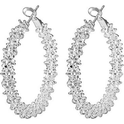 Fashion Women Jewelry Silver Plated Big Circle Large Round Stars Hoop Earring New