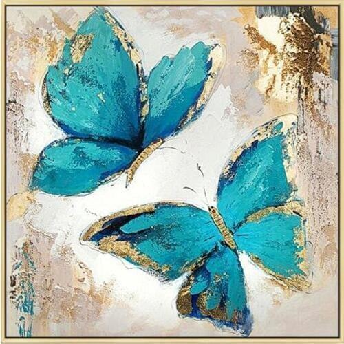 Blue butterfly insect Art high quality Needlework 14CT Canvas Unprinted Handmade Embroidery Cross Stitch Kits DIY Home Decor