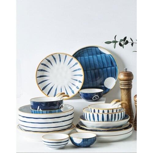 Qingyao dishes set Japanese tableware creative personality dish rice bowl soup bowl chopsticks household 2 / 4 / 6 people