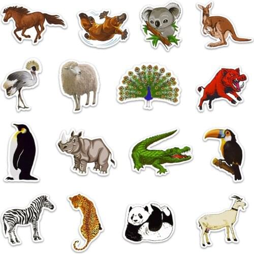 50Pcs Mix Styles Cute Animal Stickers Cartoon Panda Lion Koala Sticker for Laptop Skateboard Computer Guitar Kids Decal Kids Toy