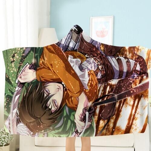 Attack On Titan/Wings of Liberty Hooded Blanket Animation Blanket Fleece Blanket 3D Print Kids Travel Picnic Wearable Blanket