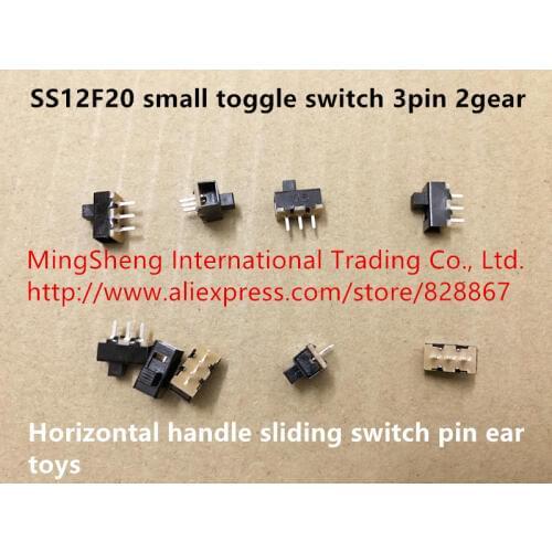 Original new 100% SS12F20 small toggle switch 3pin 2 stalls horizontal handle sliding switch pin ear toys