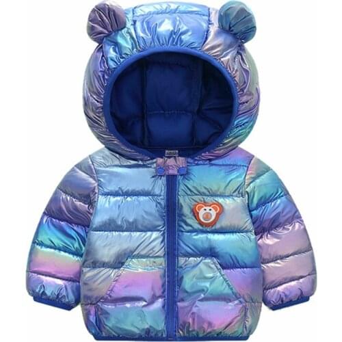 0-5 years old childrens fashionable down bright face cotton padded clothes bear ear coat mens and womens down padded clothes