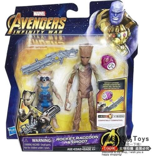 Hasbro Genuine The Avengers Rocket Racoon Iron Man Black Widow Hulkbuster Captain America Joints Movable Action Figure Toys