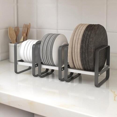 Simple Square Design Plate Dish Organizer Rack Carbon Steel Plate Holder Organizer Dish Storage Drying Rack For Kitchen