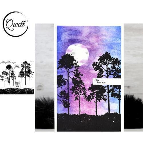 QWELL Trees Grass Clear Transparent Stamps For Craft Paper Cards DIY Scrapbooking Making Template 2020 Hot Sale