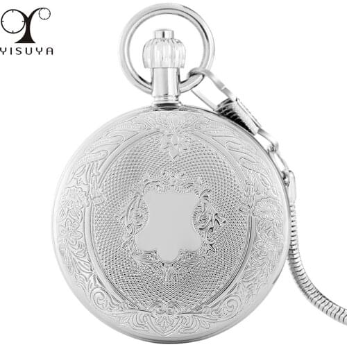 Retro Shield Silver Copper Luxury Automatic Mechanical Pocket Watch Full Hunter Pattern Design Pendant Clock Vintage Gifts Male