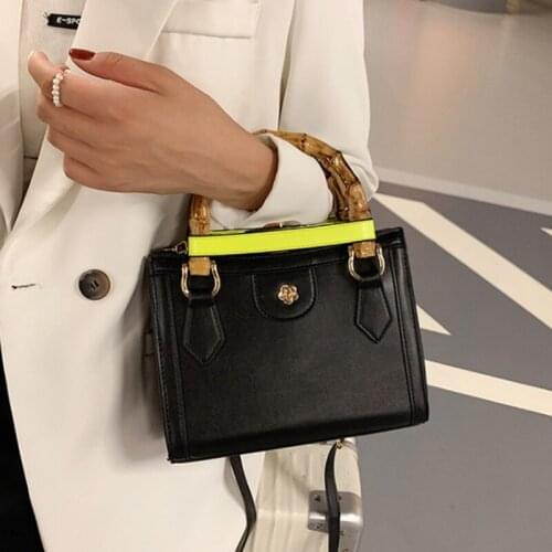 Luxury PU Leather Crossbody Bags with Short Bamboo Handle for Women 2021 Fashion Shoulder Bag Lady Designer Women Handbags