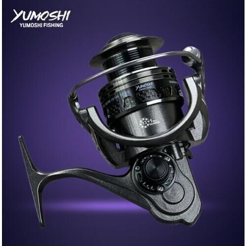 YUMOSHI Fishing Reel All Metal Spool Spinning Reel Stainless Steel Handle Line Spool Saltwater Fishing Accessories LM 2000-5000