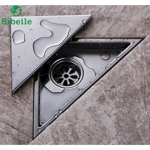 SBLE Triangle Floor Drain Stainless Steel Anti-odor Invisible Bathroom Floor Drain Waste Gate Shower Drainer Hidden Type