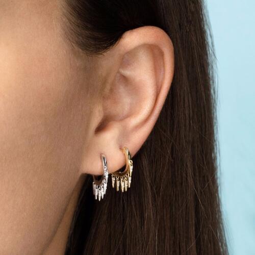 Cz spike charm hoop earring gold color fashion women girl gift 2018 new latest design elegant Chic just arround ear mini hoops