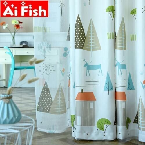 Nordic Plant Triangular Personality Childrens Room Boys Bedroom Curtain Nordic Blackout Curtains For Living Room wp143&40