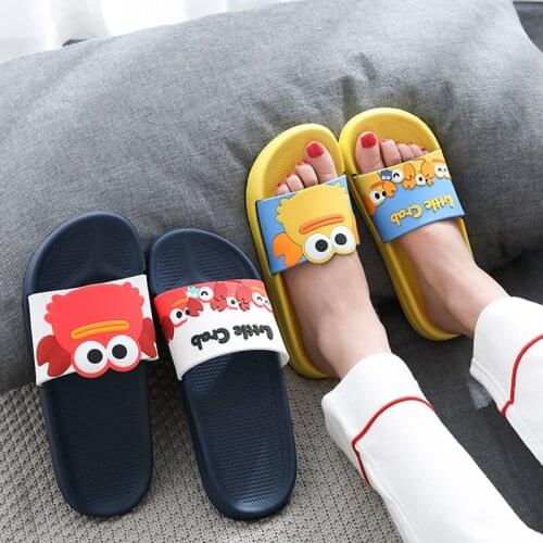 Kawaii Cartoon Little Crab Fashion Men Women Slippers Pink Bathroom Summer Cool Indoor Soft Beach EVA Simple Non-slip Flip Flops