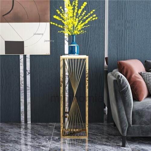 Nordic Stainless Steel Living Room Hallway Flower Shelf Indoor Balcony Porch Floor Plant Rack Simple Modern Cafe Side Table mc
