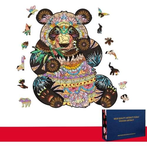 Unique Animal Wood 3D Jigsaw Hell-level Difficulty Panda Puzzles Each Piece Is Animal Shaped Card Adults Toys Gift Family Game