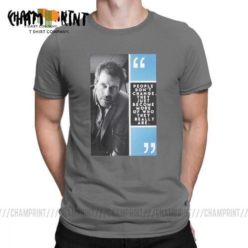 House MD Quote Vintage T Shirts for Men Greg Gregory House Hugh Laurie Short Sleeve Clothes Plus Size Tees Cotton O Neck T-Shirt