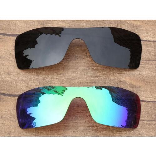 Vonxyz 2 Pieces Stealth Black & Jade Mirror Polarized Replacement Lenses for-Oakley Batwolf Frame