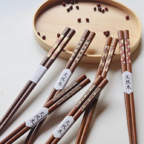 1 Pair Japanese chopsticks Iron Wood Non-Slip Sushi Food Chop Sticks Set Chinese Gift palillos japoneses reusable