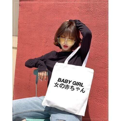 Baby Girl Japanese Shopping Bags Women Casual Canvas Harajuku Shoulder Bag Ulzzang Bags Large Capacity School Student Book Bags