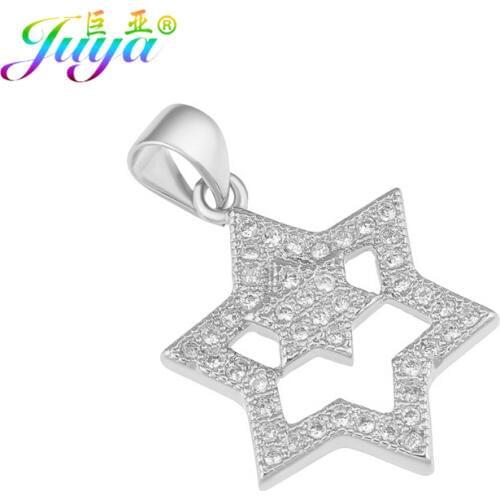 Juya DIY Religious Jewelry Supplies Star Of David Dangle Charms Accessories For Women Judaism Jewelry Making