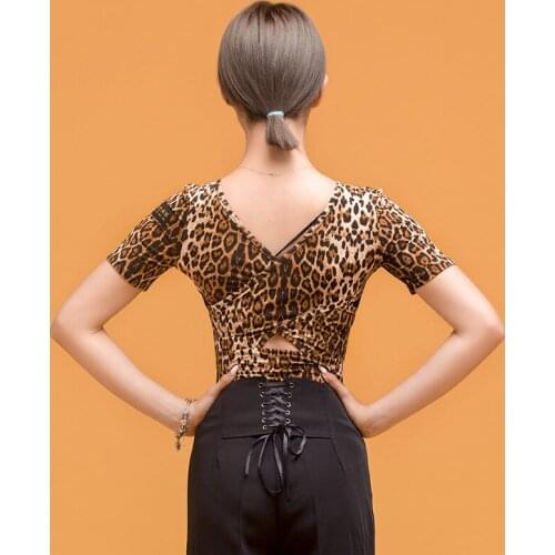 Latin Dance Tops For Women Female Adult New Back Cross Backless Shirt National Standard Dance Latin Practice Clothes DN9586