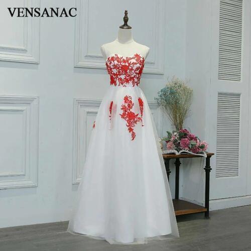 VENSANAC New A Line 2017 Embroidery Sweetheart Draped Long Evening Dresses Sleeveless Elegant Flowers Lace Party Prom Gowns