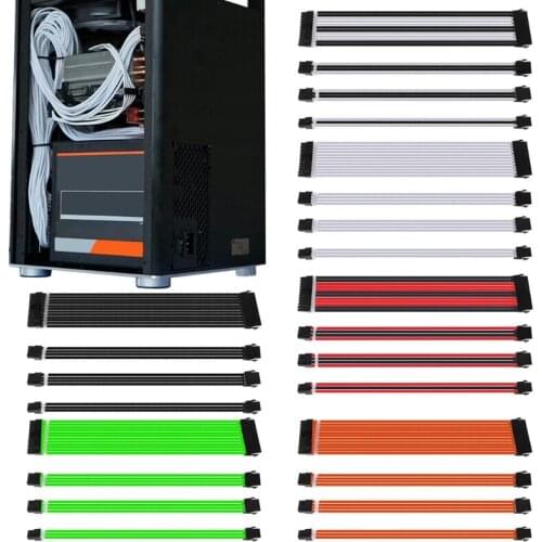 1 Set 30cm/40cm A-TX Basic Extension Cable Kit PC GPU CPU Power Supply Sleeved Wire Computer Connectors 24-PIN 8-PIN 6PIN 4+4PIN