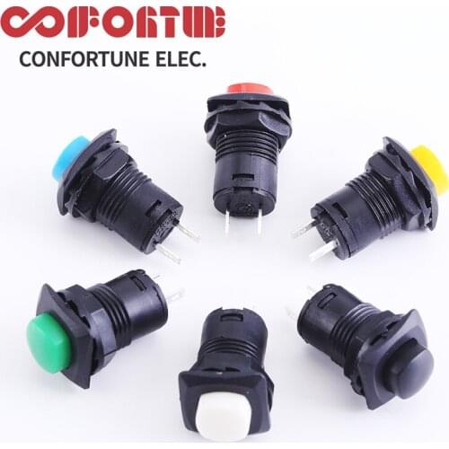 6PCS 12mm Multicolor 3A 250V Square Cap 2Pin SPST DS-426 Self-Locking DS-425 Non-Locking Push Button Switch