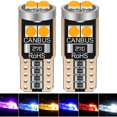 10pcs T10 W5W 194 168 LED Bulbs 3030 6SMD Car Accessories Clearance Lights Reading Lamp Auto Light 12V White Red Yellow Ice Blue