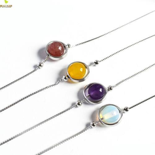 100% Nature Crystal Onyx Real 925 Sterling Silver Bracelets For Women Fashion Fine Jewelry Bead Bracelets & Bangles