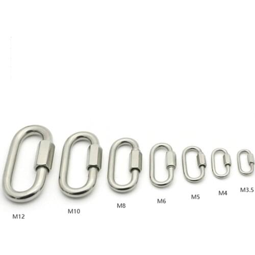 2PCS Outdoor Carabiner Hook Multifunction Stainless Steel Oval Lock EDC Survival Climbing Buckle Connection Safety Tools Silver