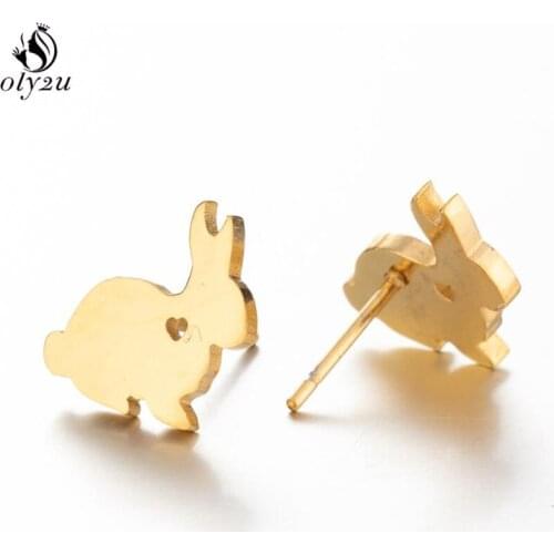 2020 Sweet Tiny Bunny Earrings for Women Stainless Steel Jewelry Elegant Animal Rabbit Stud Earring Girls Kids Punk Gifts