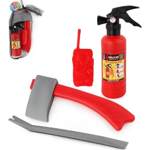 4Pcs/set Children Firefighter Fireman Cosplay Toys Kit Fire Extinguisher Intercom Axe Wrench Gifts for Kids