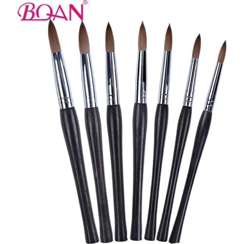 BQAN 1PC Kolinsky Acrylic Nail Art Brush Drawing Tools Size 10-22 UV Gel Carving Pen Brush Powder DIY Nail Drawing Brush Tools