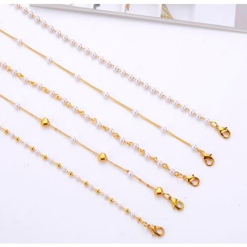 Teamer Pearl Beads Glasses Chain Women Face Mask Chains Sunglasses Lanyard Reading Eyeglasses Cord Neck Holder Beaded Necklace