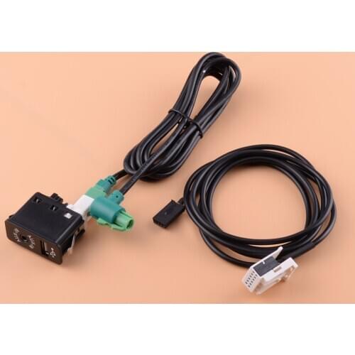 Black USB Aux Switch Socket Harness Cable Adapter Set Fit For Mini Cooper R50 R52 R53 2001 2002 2003 2004 2005 2006