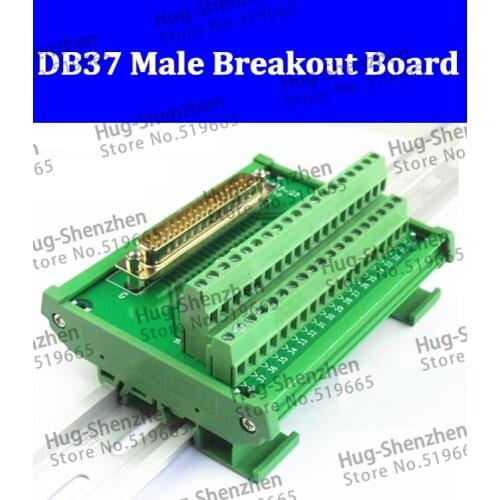 DB37 D-Sub DIN Rail Mount Interface Module , DB37 male Breakout Board
