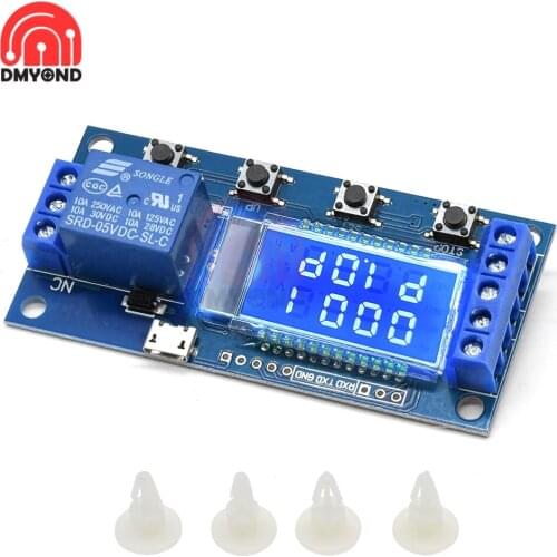 DC5-30V Micro USB Time Delay Relay 5V LCD Display Automation High/Low Level Trigger Cycle Delay Timer Control Off Switch 12V 24V