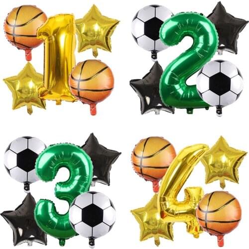 Football Basketball Helium Foil Balloons Birthday Party Decorations Kids Boy World Cup Digit Number Ball Soccer Party Supplies