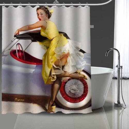 Hot Sale Pin-up Custom Pattern Polyester Bath curtain Waterproof Shower Curtains DIY Bath Screen Printed Curtain for Bathroom