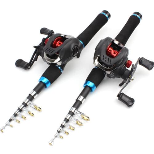 1.65M Carbon fishing rod Casting Rod and Baitcasting Reel set Portable telescopic pole Fishing rod with reel carp Trout pesca