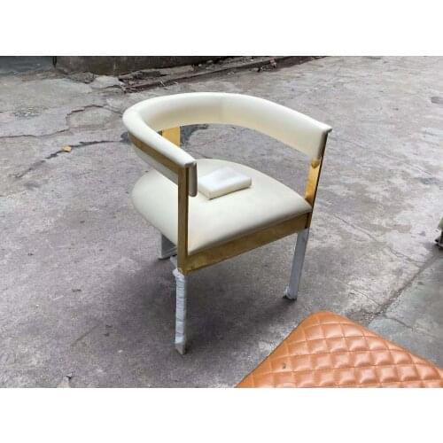 China Furniture Manufacturing Factory Light Luxury Leather Stainless Steel Foot Bar Stool