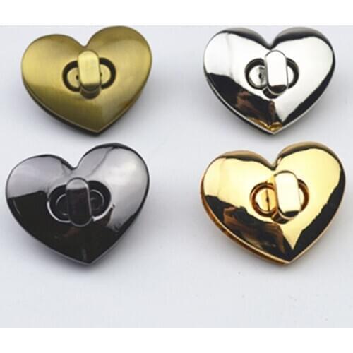 2pc Heart Metal Twist Lock For Bag Handbag Closure Lock Snaps Purse Clasp Buckle Handmade Bag Accessories DIY Hardwar Accessorie